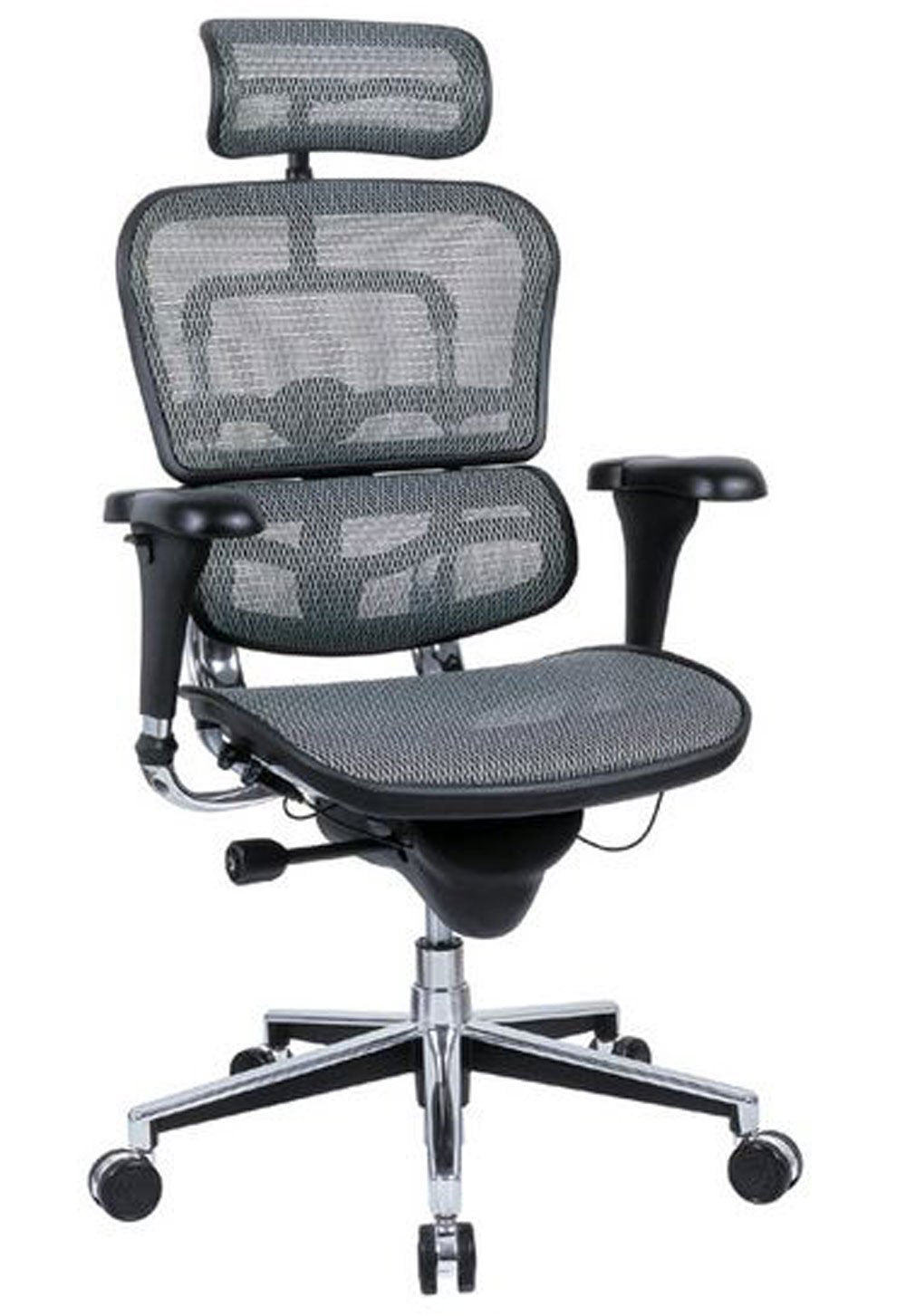 Ergohuman Eurotech Gen2 High Back, Mesh Executive Office Chair With Adjustable Lumbar Support – Ergonomic Tilt Control, Seat Slider, Armrests And Headrest Adjustment, Grey