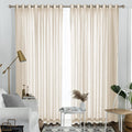 Melodieux Natural Beige Semi Sheer Curtains 108 Inches Long for Living Room, Bedroom Extra Long Linen Look Rustic Grommet Voile 
