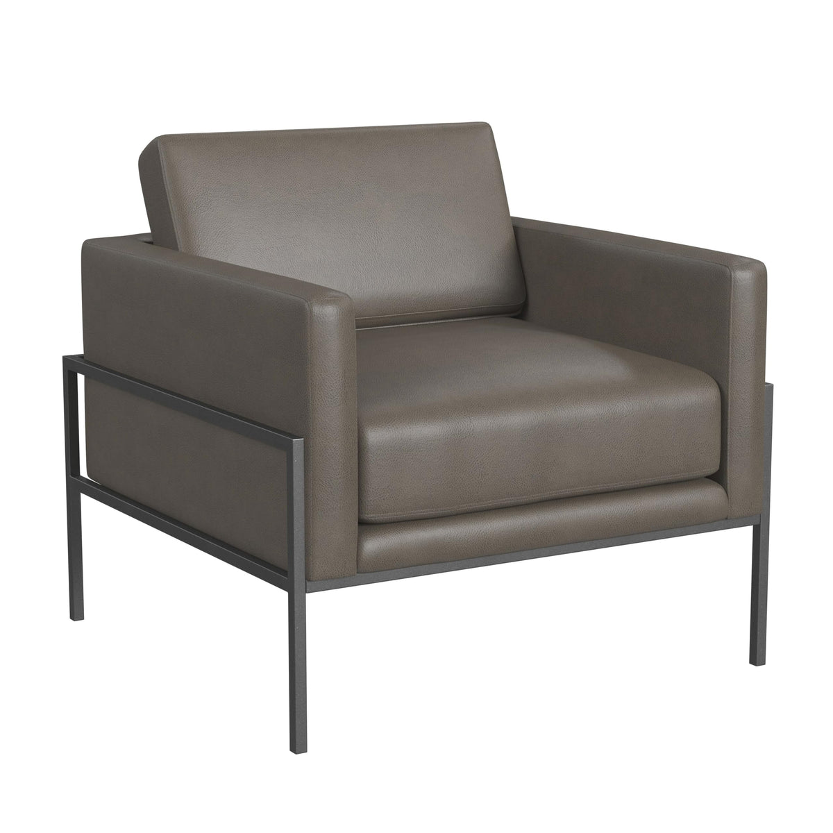 Homepop Modern Metal Frame Accent Chair Home D  Cor|Accent Chairs For Living Room & Bedroom - Pewter Gray Faux Leather