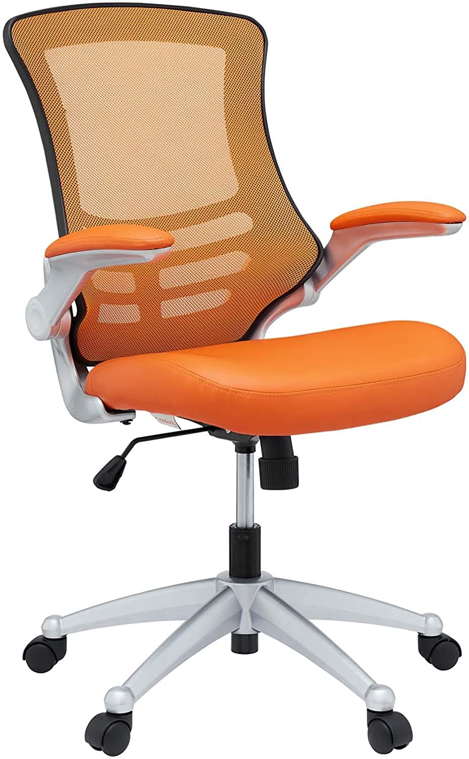 Modway EEI-210-ORA Attainment Mesh Back and Vinyl Seat Modern Office Chair in Orange 26.5&quot;L x 26.5&quot;W x 39.5-43.5&quot;H