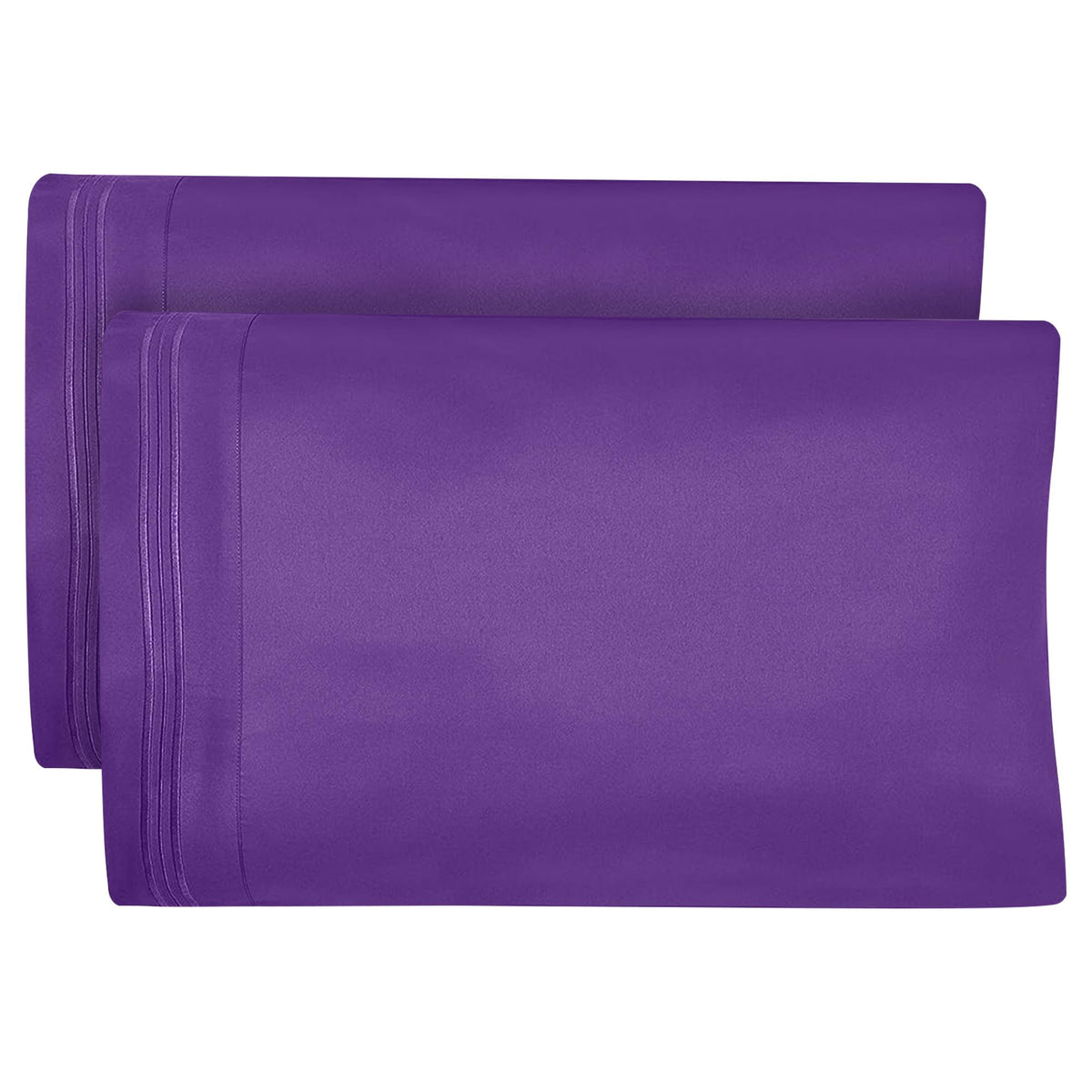 Dreamcare Queen Size Microfiber Pillowcases Set Of 2 - Soft, Premium Quality, Double Brushed Microfiber - Purple