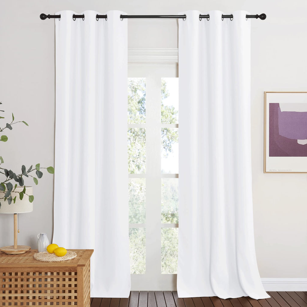 Nicetown Pure White Room Darkening Curtains For Bedroom, Thermal Insulated Grommet Window Curtains For Bathroom, French Door Curtain For Doorway, 42' Width X 95' Length, 1 Panel