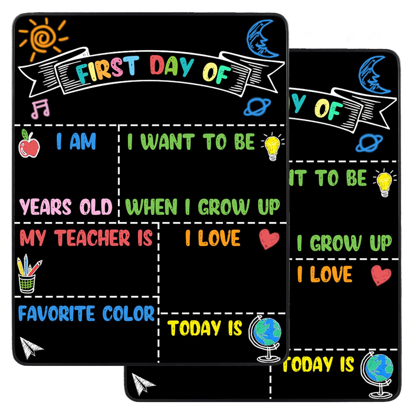 2Pcs First And Last Day Of School Chalkboard Sign Reusable, 14X11 In Back To School Board First & Last Day Of Kindergarten Sign,