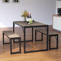 Bealife Dining Table Set For 4, Modern Kitchen Table Set With 2 Benches, 45.5In 3-Piece Soho Dining Room Table Set With Metal Fr