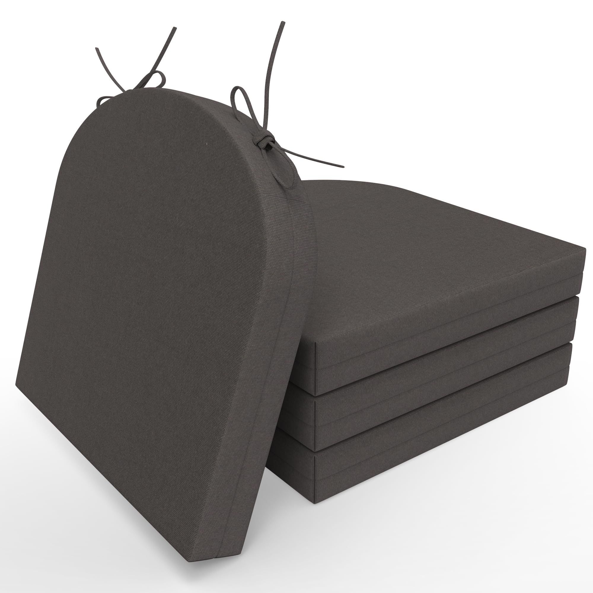 Polyaround Outdoor Cushions For Patio Furniture Set Of 4, 17 X 16 X 2 Inch Waterproof Outdoor Chair Seat Cushions, Dark Grey D-S