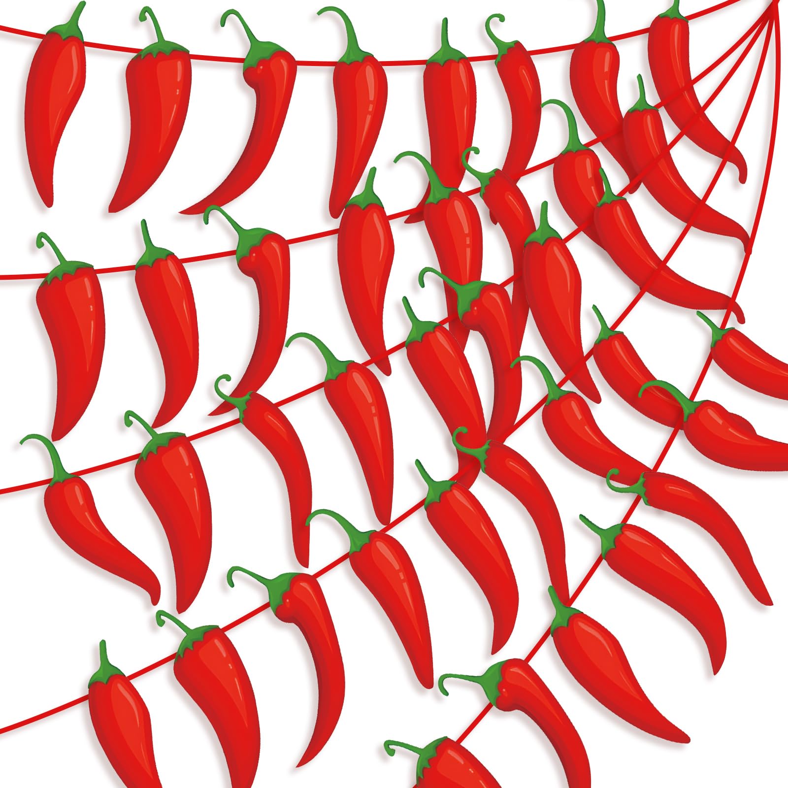 Weekgrat 5 Pcs Chili Pepper Banner 49 ft Chili Cook Off Pepper Garlands Birthday Decorations for Cinco De Mayo Mexican Fiesta Ha