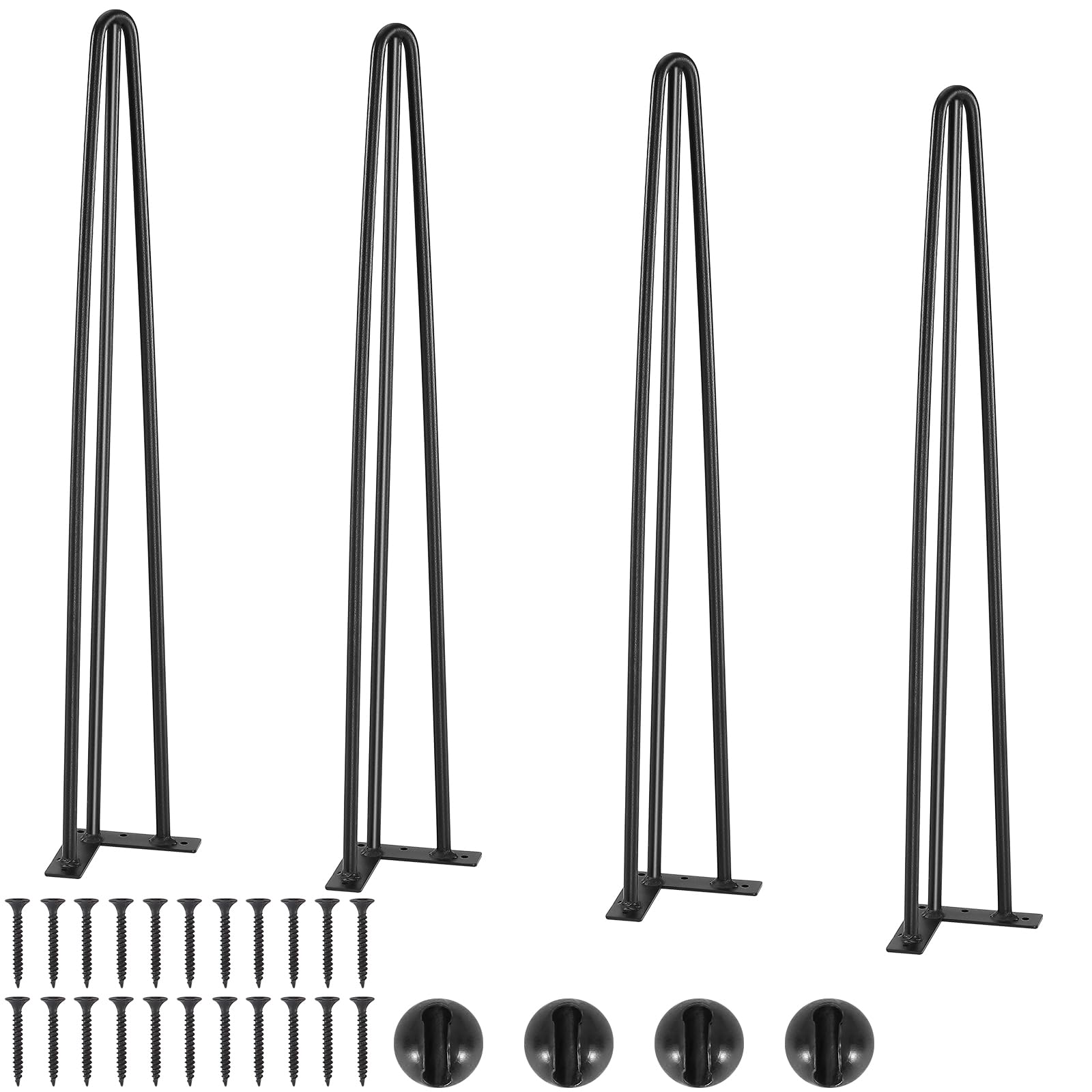 VEVOR Hairpin Table Legs 28'', Set of 4 Desk Legs 900lbs Load Capacity, Hairpin Desk Legs 3 Rods for Desk Chairs Bench Dining En