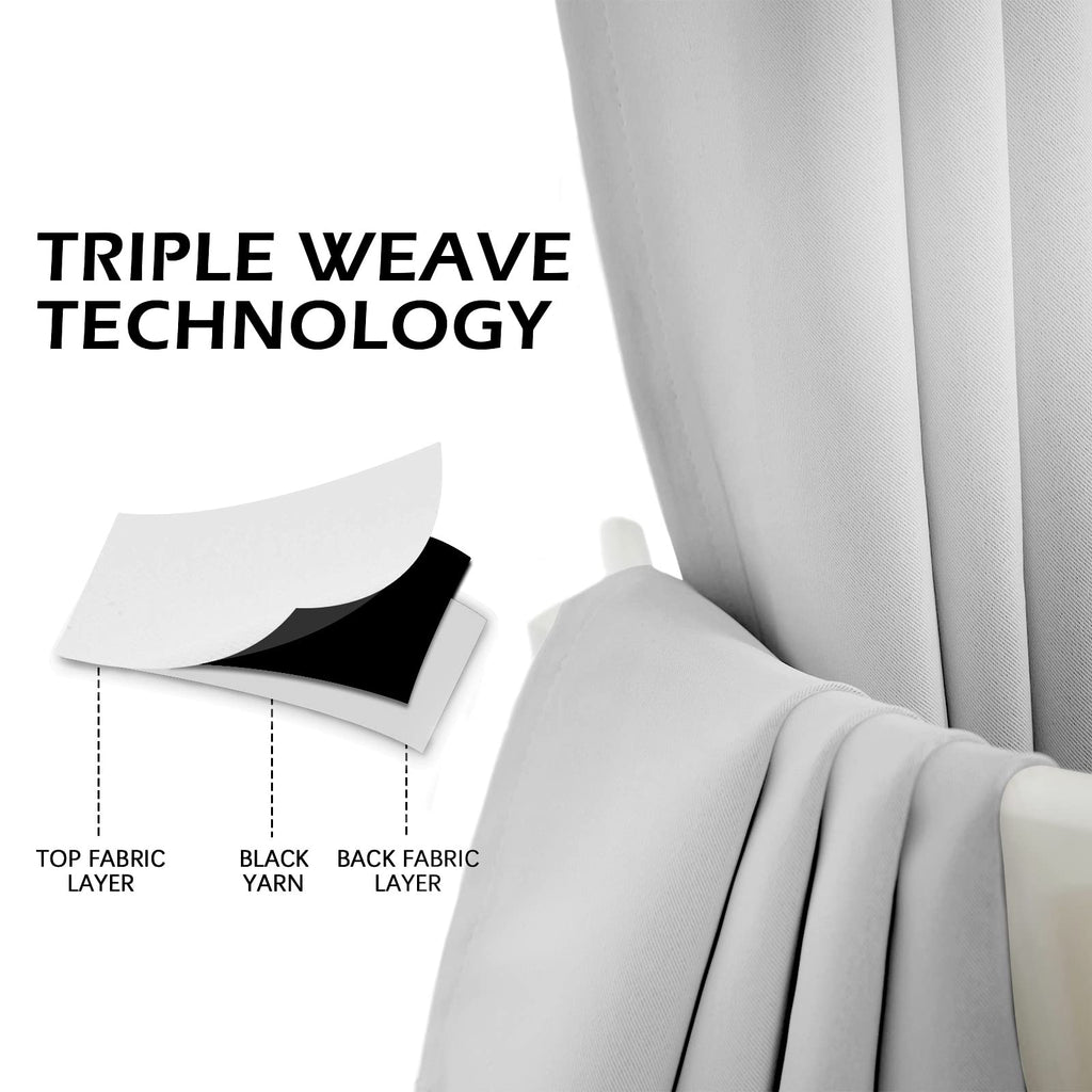 Mysky Home Blackout Curtain For Bedroom, Grommet Room Darkening Curtain, Amazing Triple Weave Thermal Insulated Curtain, 1 Curtain Panel, 42 X 45 Inch, Greyish White
