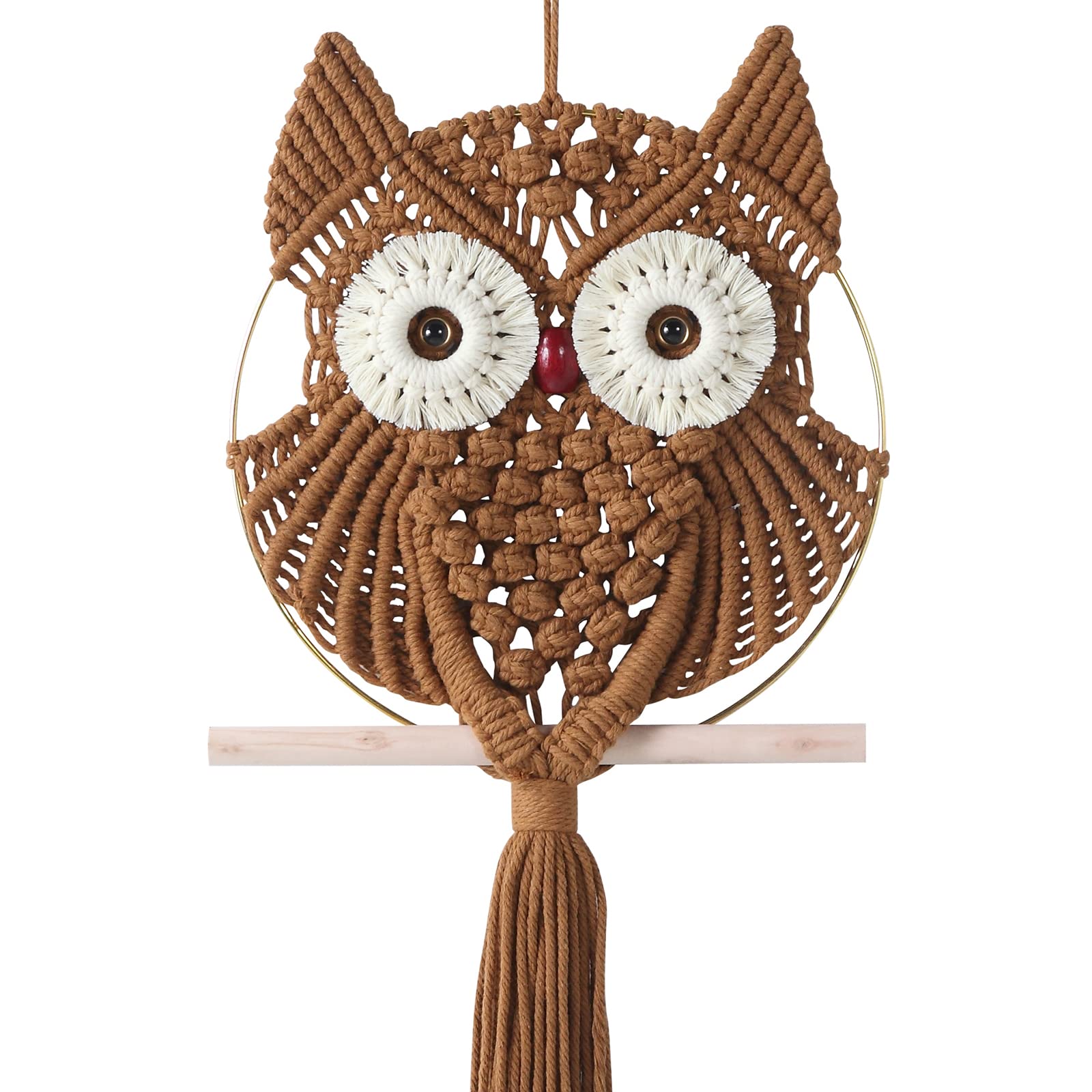 Mvsuta Owl Ivory Cotton Handmade Macrame Wall Hanging Tapestry Home Decor Art And Beige Craft Wonderful Decoration Woven Boho Or