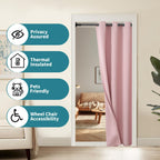 Bgment Pink Door Curtain 80 Inch Length For Doorway, Bedroom Closet Curtain, Privacy Thermal Insulated Blackout Grommet Room Divider For Room Separation, 1 Panel, 34 Inch Wide
