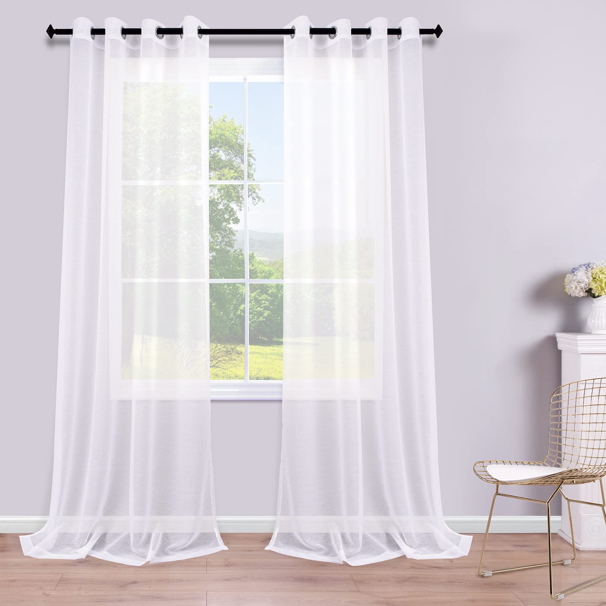 KOUFALL 120 Inch Curains Extra Long for High Ceiling Living Room Grommet 2 Panels Set Sheer Large Window Drapes for Tall Bedroom