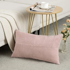 Fancy Homi Blush Pink Lumbar Decorative Throw Pillow Covers 12X20 Inch For Living Room Couch Bed, Rustic Farmhouse Boho Home Dec