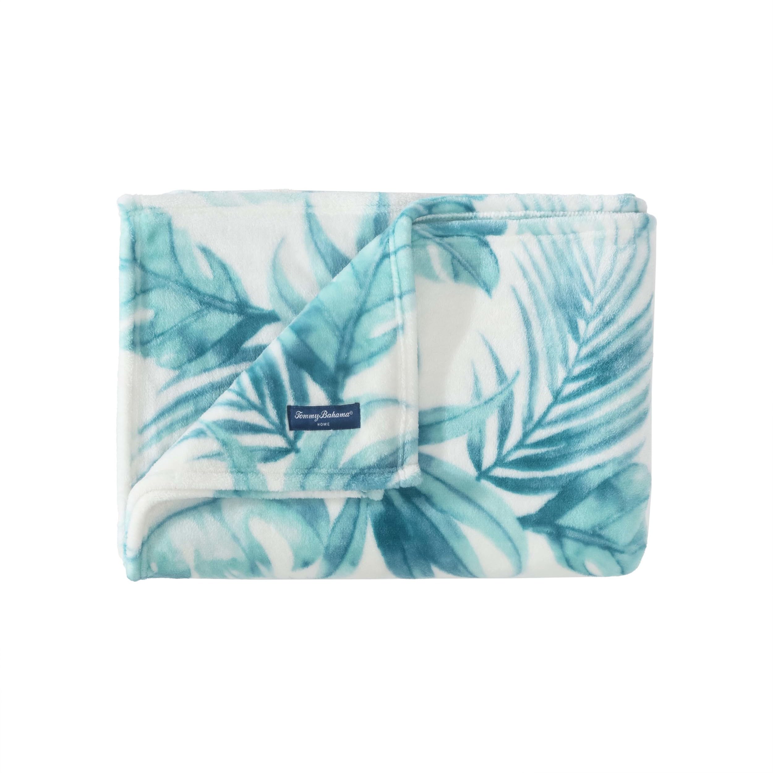 Tommy Bahama - Throw Blanket, Plush Fleece Bedding, Tropical Home Decor For Bed Or Couch (Waimea Bay Green, 50' X 70')