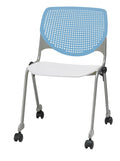KFI Stacking Chair - Sky Blue, White - 1 Each