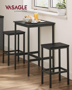 Vasagle Bar Table And Chairs Set, Square Bar Table With 2 Bar Stools, Dining Pub Bar Table Set For 2, Space Saving For Kitchen Breakfast, Living Room, Party Room, Ebony Black And Ink Black