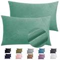 2 Pack Zippered Velvet Standard Pillowcases, Super Soft And Cozy Luxury Fuzzy Flannel Pillow Cases With Zipper, 20X26 Inches, Gr