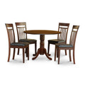 East West Furniture DLCA5-MAH-LC 5 Piece Dining Room Furniture Set Includes a Round Kitchen Table with Dropleaf and 4 Faux Leather Upholstered Dining Chairs, 42x42 Inch, Mahogany