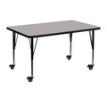 Flash Furniture Wren Mobile 30''W X 48''L Rectangular Grey Hp Laminate Activity Table - Height Adjustable Short Legs