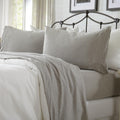 Cotton Jersey Knit Full Sheet Set - Ultra-Soft, Stretchy, Heathered Melange Light Grey Bed Sheets - Cozy, Soft T-Shirt Sheet & P