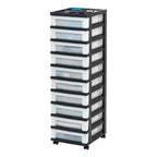 Iris Usa Plastic Drawer Storage Organizer Rolling Cart, With Wheels Casters, 10-Drawers, For Classroom Art Craft Supplies Dresser Closet Bathroom Bedroom, Top Organizer For Small Parts, Black/Pearl