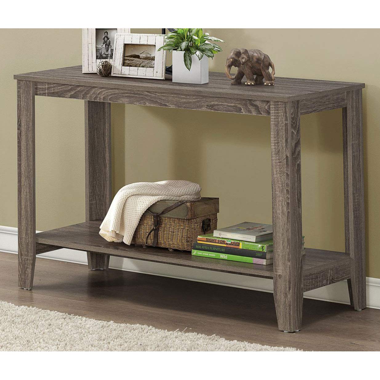 Monarch Specialties 7915S Accent Table, Console, Entryway, Narrow, Sofa, Living Room, Bedroom, Laminate, Brown, Transitional Table-44 L/Dark Taupe Hall, 44&quot; L X 18&quot; W X 28&quot; H