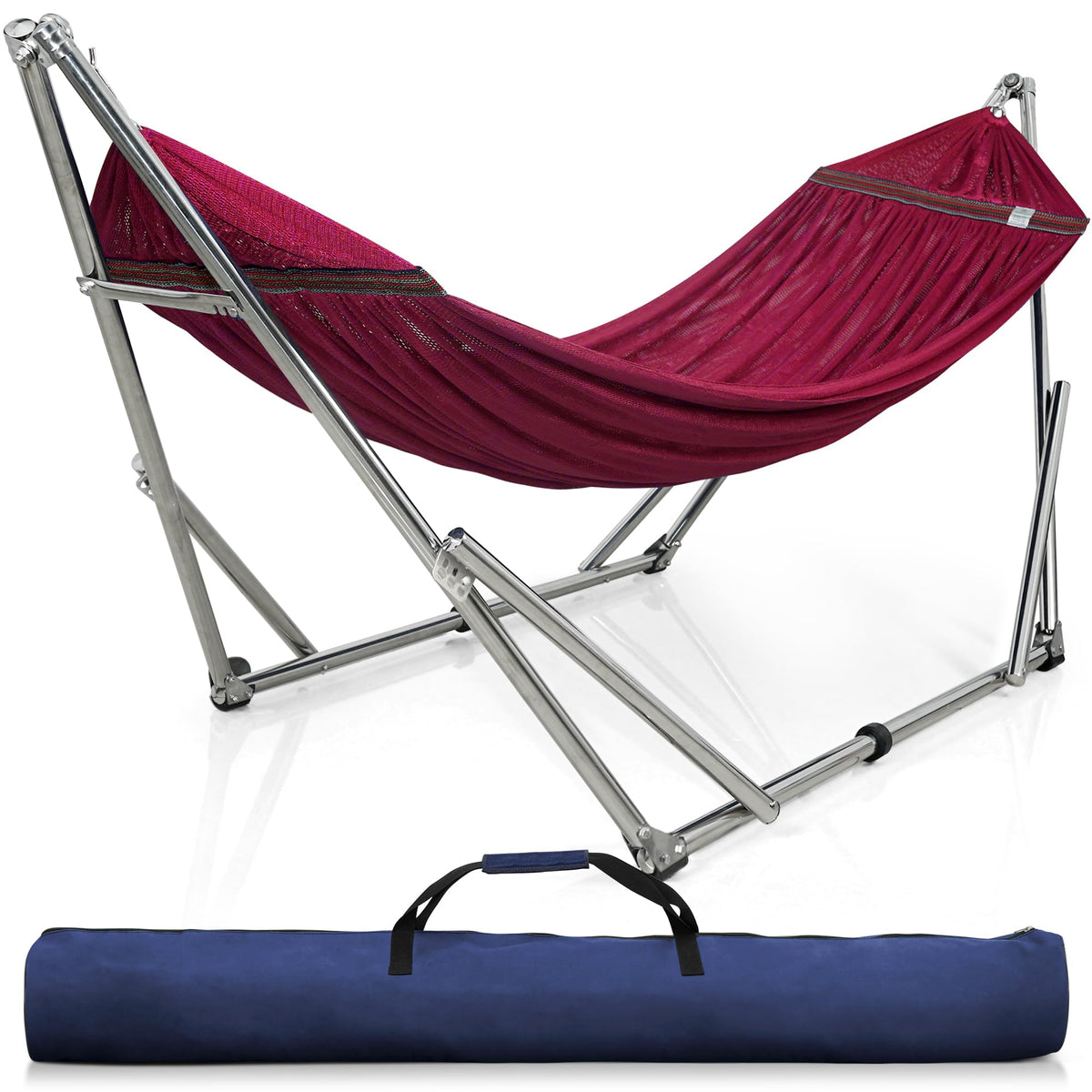 Tranquillo Adjustable Hammock Stand/Collapsible Hammock With Stand - Picnic Hammock Stand And 2 Layered Polyester Hammock Net Fo