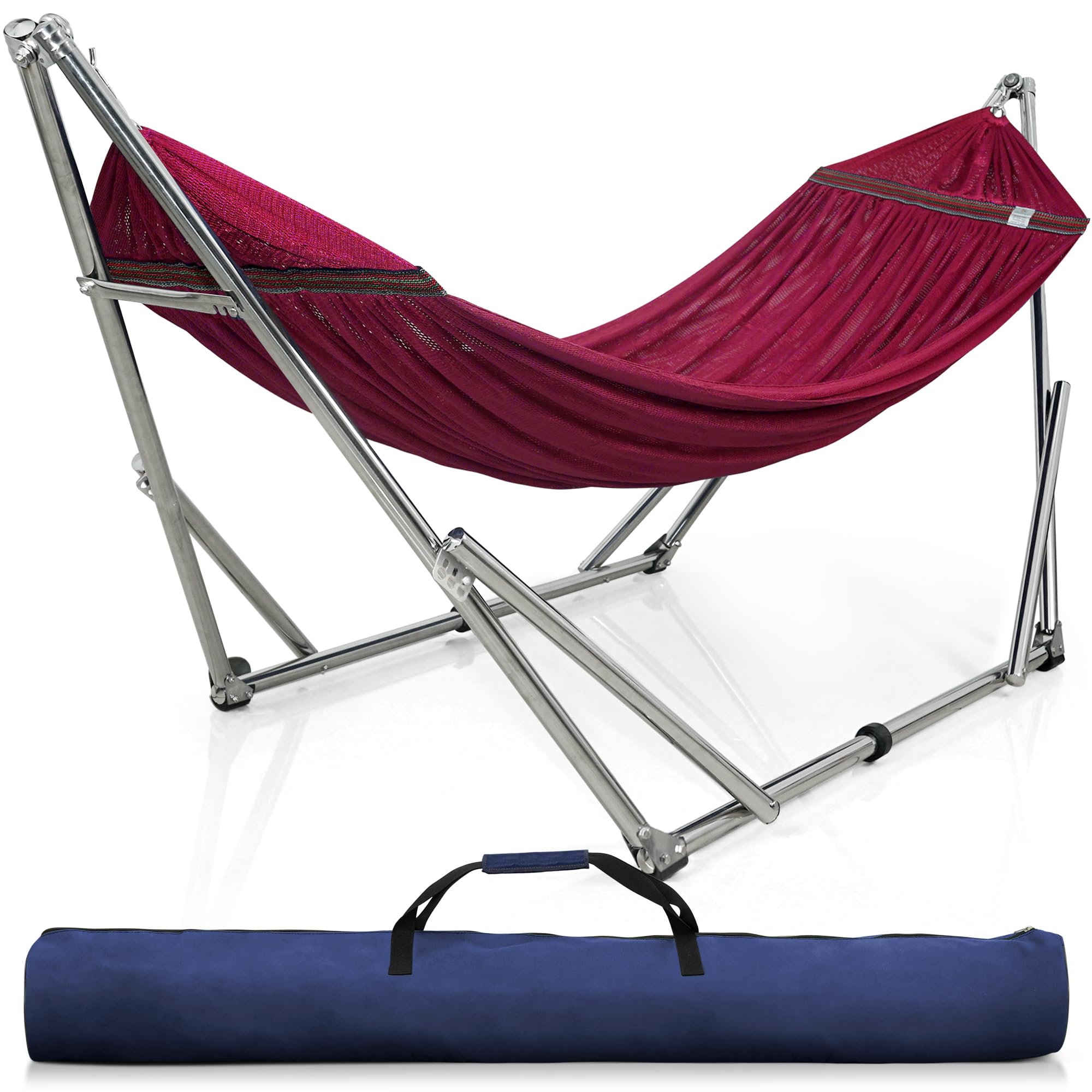 Tranquillo Adjustable Hammock Stand/Collapsible Hammock with Stand  Picnic Hammock Stand and 2 Layered Polyester Hammock Net fo