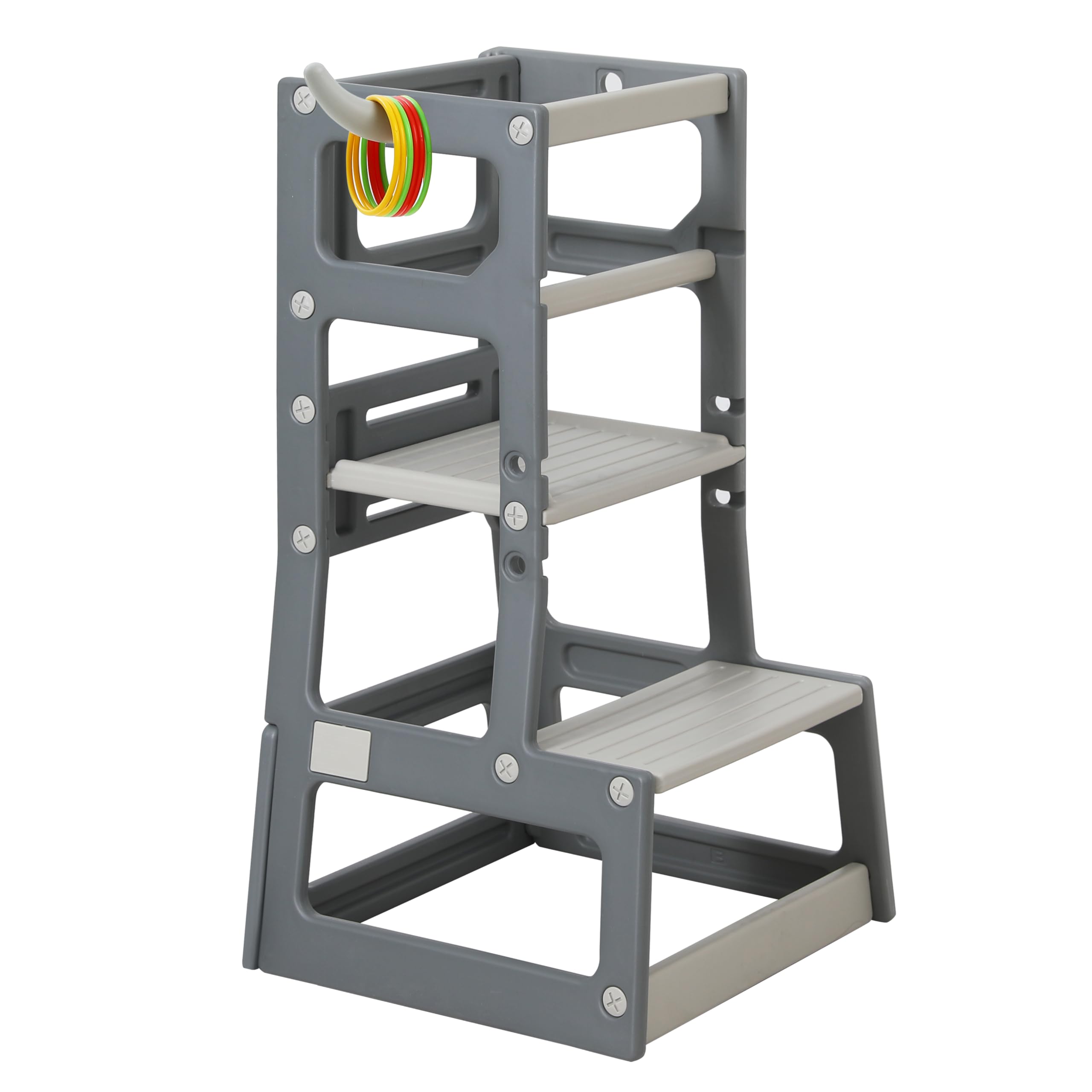 Sdadi Adjustable Height Kids Kitchen Step Stool With Removable Safety Rails And Anti-Slip Protection- Toddler Standing Tower Wit