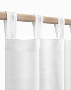Koufall White Curtains 96 Inches Long,Sheer Linen Opaque Floor Length Curtains Sheers Drapes For Living Room,2 Panels Set