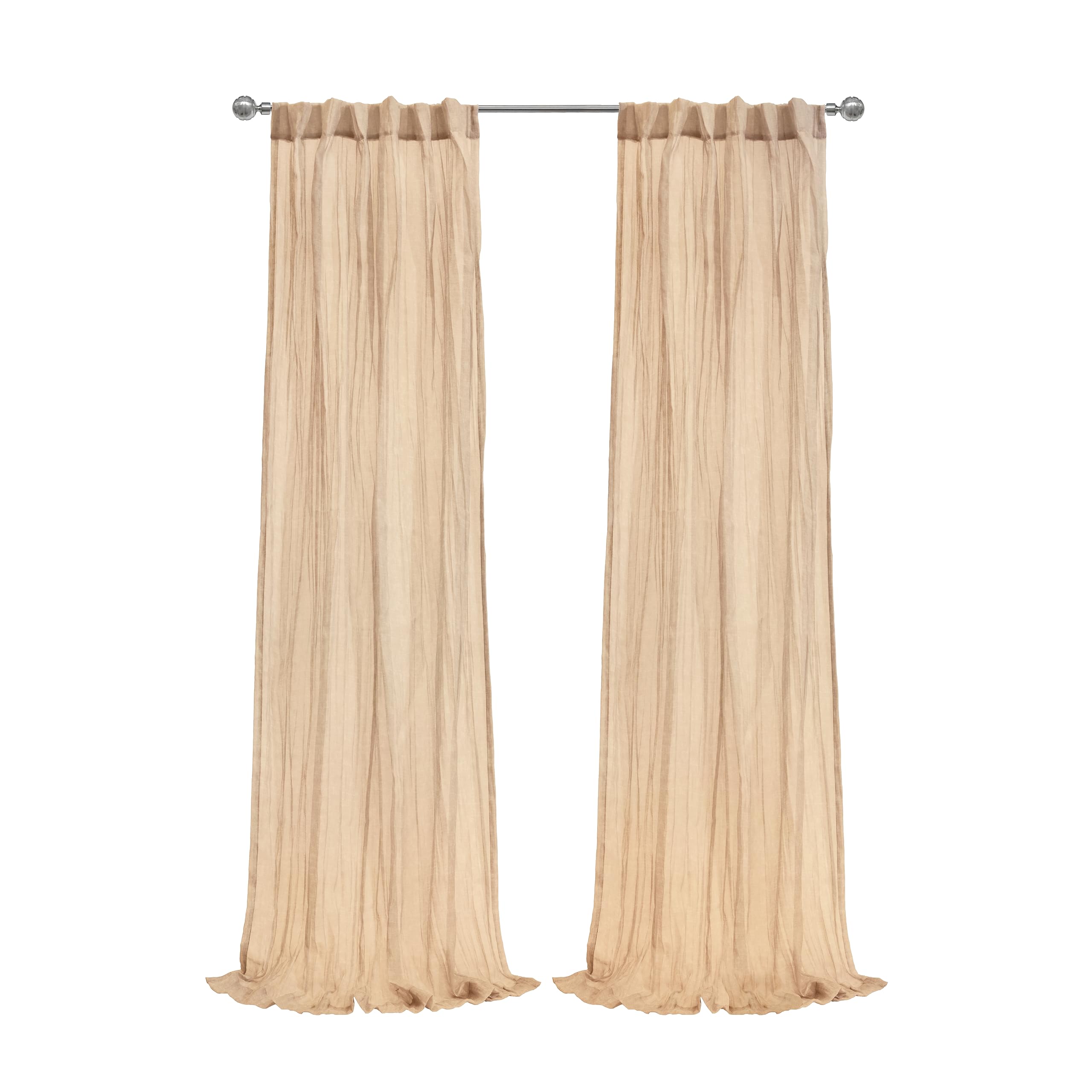 Richmark International Paloma Sheer Dual Header Curtain Panel 52 X 95 In Apricot