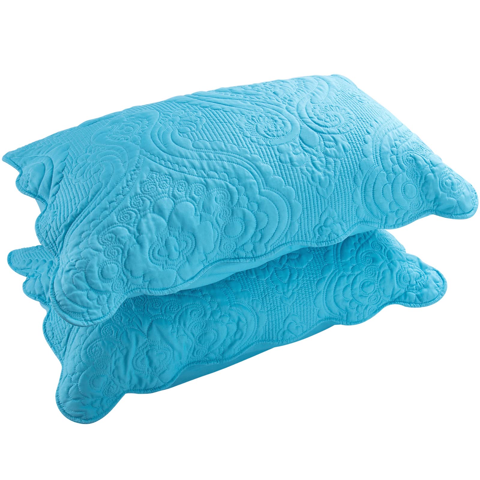 Bosowos Quilted Pillow Shams Set Of 2, Decorative King Bed Pillow Shams, Soft Breathable Pillow Covers With Envelope Closure (Bl