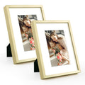 Golden State Art, Gold 6x8 Picture Frame - Display Photos 4x6 with Mat or 6x8 inch Without Mat - Shatter-Resistant Glass Aluminu