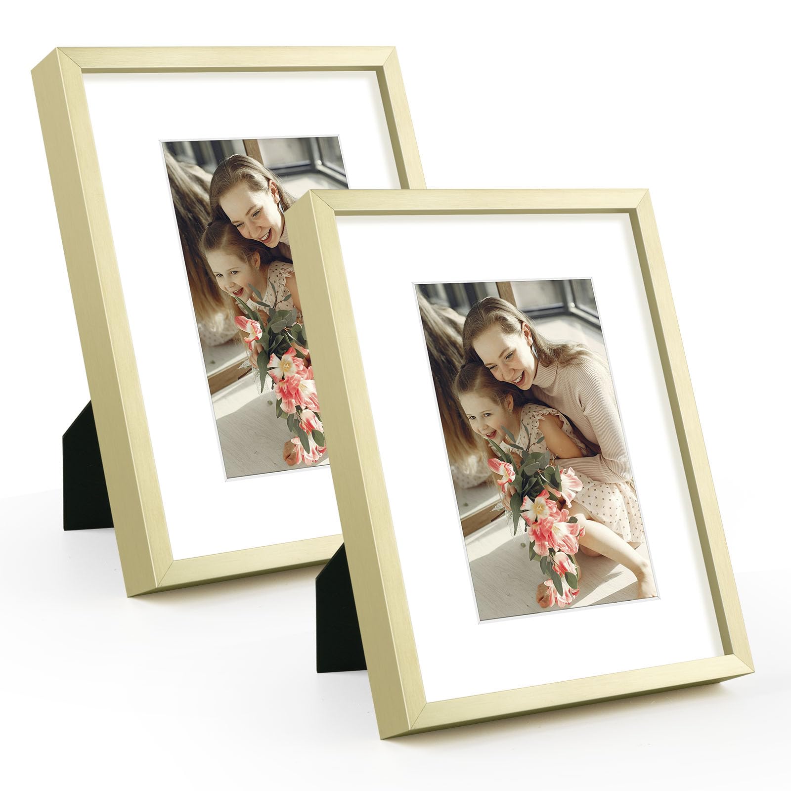Golden State Art, Gold 6x8 Picture Frame - Display Photos 4x6 with Mat or 6x8 inch Without Mat - Shatter-Resistant Glass Aluminu