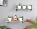 BLUE OAK Rectangular Wall Mounted Shelf for Living Room |Floating Metal N Wood Wall Rack for Planter, Books, Home Decor | Home, 