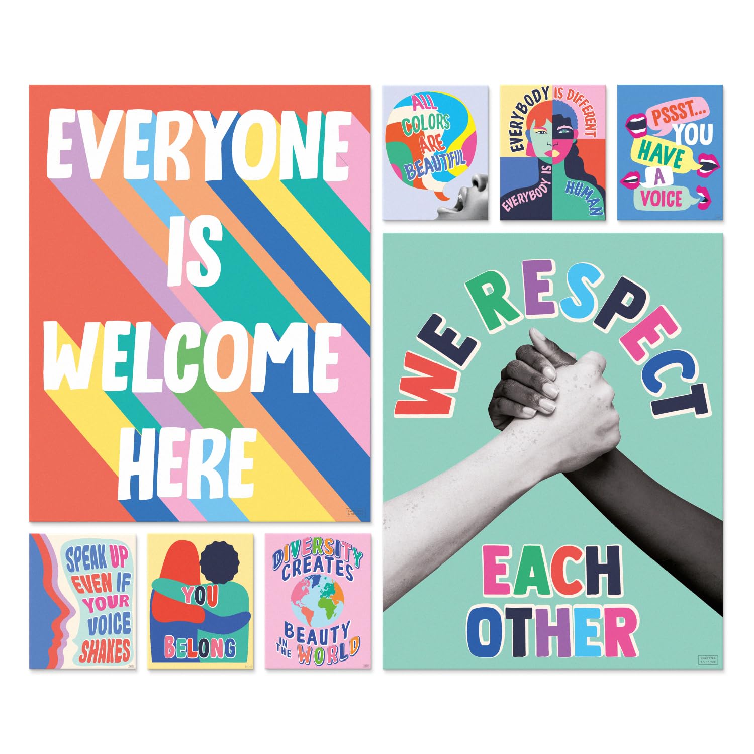 S&O Set Of 8 Diversity Posters For Classroom - Classroom Posters Diversity Decorations - School Counselor Office Decor - Everyon