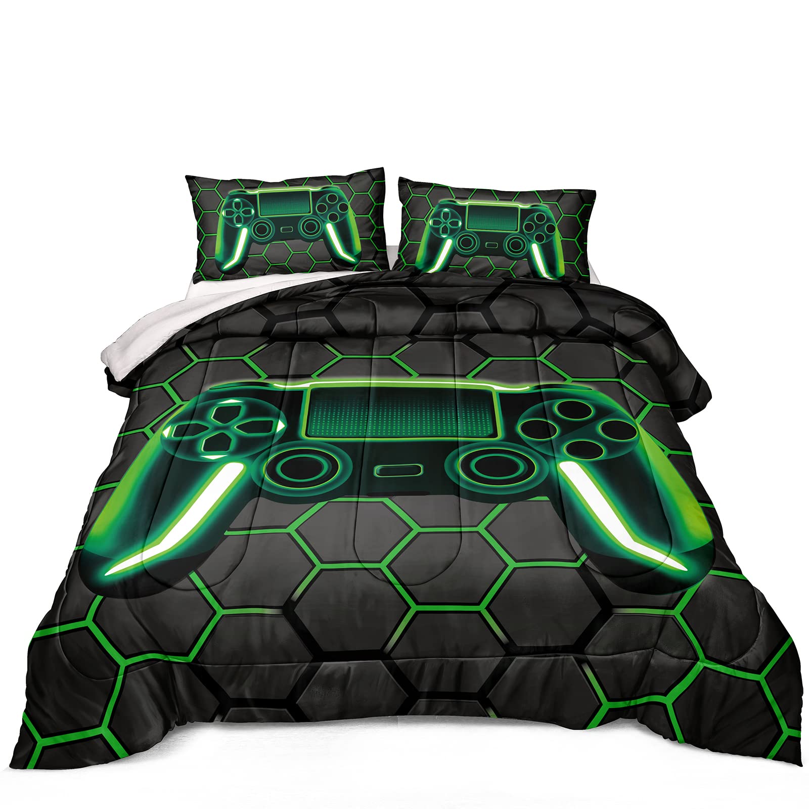 Z.Jian Home Boys Comforter Set,Gaming Bedding For Kids Teen,Game Console Comforter Set For Gamer Room Decor(Comforter-Game43,Que