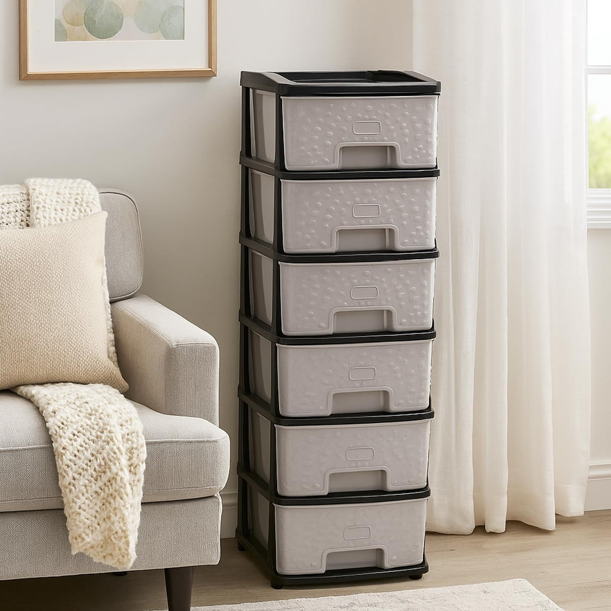 6 Layer Multipurpose Plastic Storage Cabinet, Drawer Organizer For Home, Bedroom, Kitchen, Living Room, Office & Kids Room, Spac