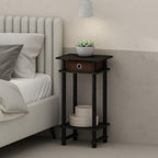 Furinno Turn-N-Tube Tall Nightstand With Bin, 1-Pack, Plastic Poles, Espresso/Brown