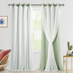 Hiasan Mix & Match Blackout Curtains with Sheer Overlay, Double Layer Thermal Insulated Privacy Grommet Window Curtains for Bedr