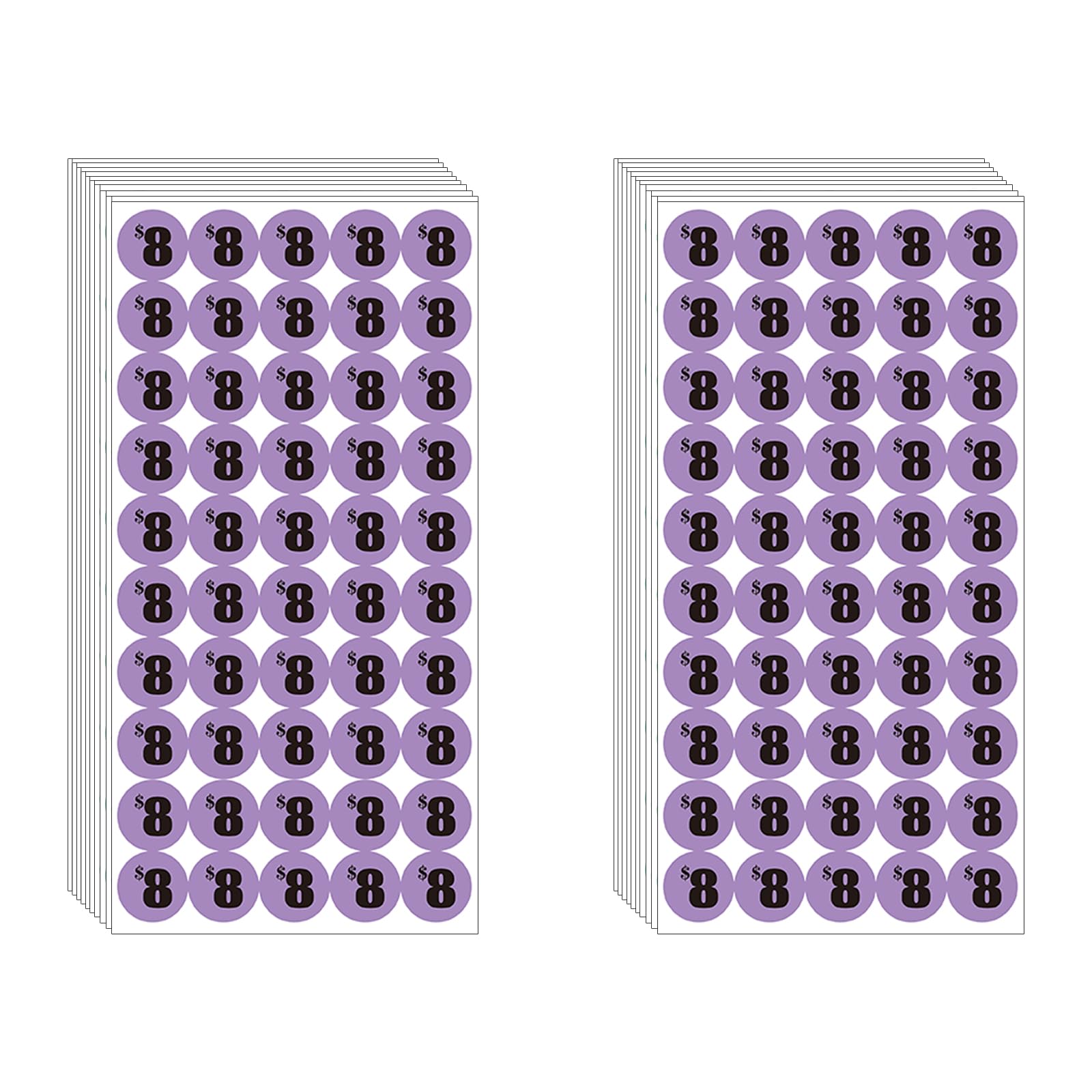 Dugutul 1000 Pcs $8 Color-Coded Price Stickers For Garage Sale And Flea Market, 3/4' Diameter - Bold Fonts, Clear Visibility, H