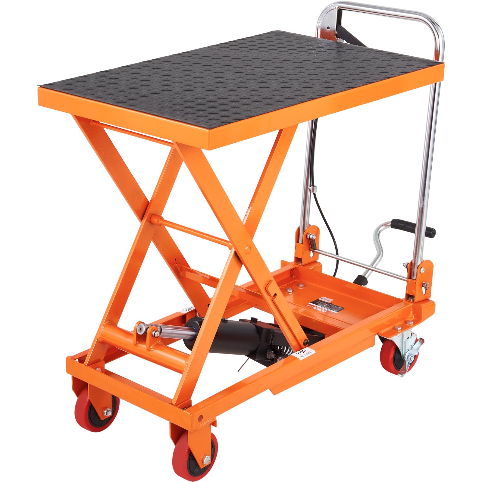 VEVOR TF15 Hydraulic Lift Table Cart, 330lbs Capacity 28.5'' with 4 Wheels and Non-Slip Pad, for Material Handling and Transport
