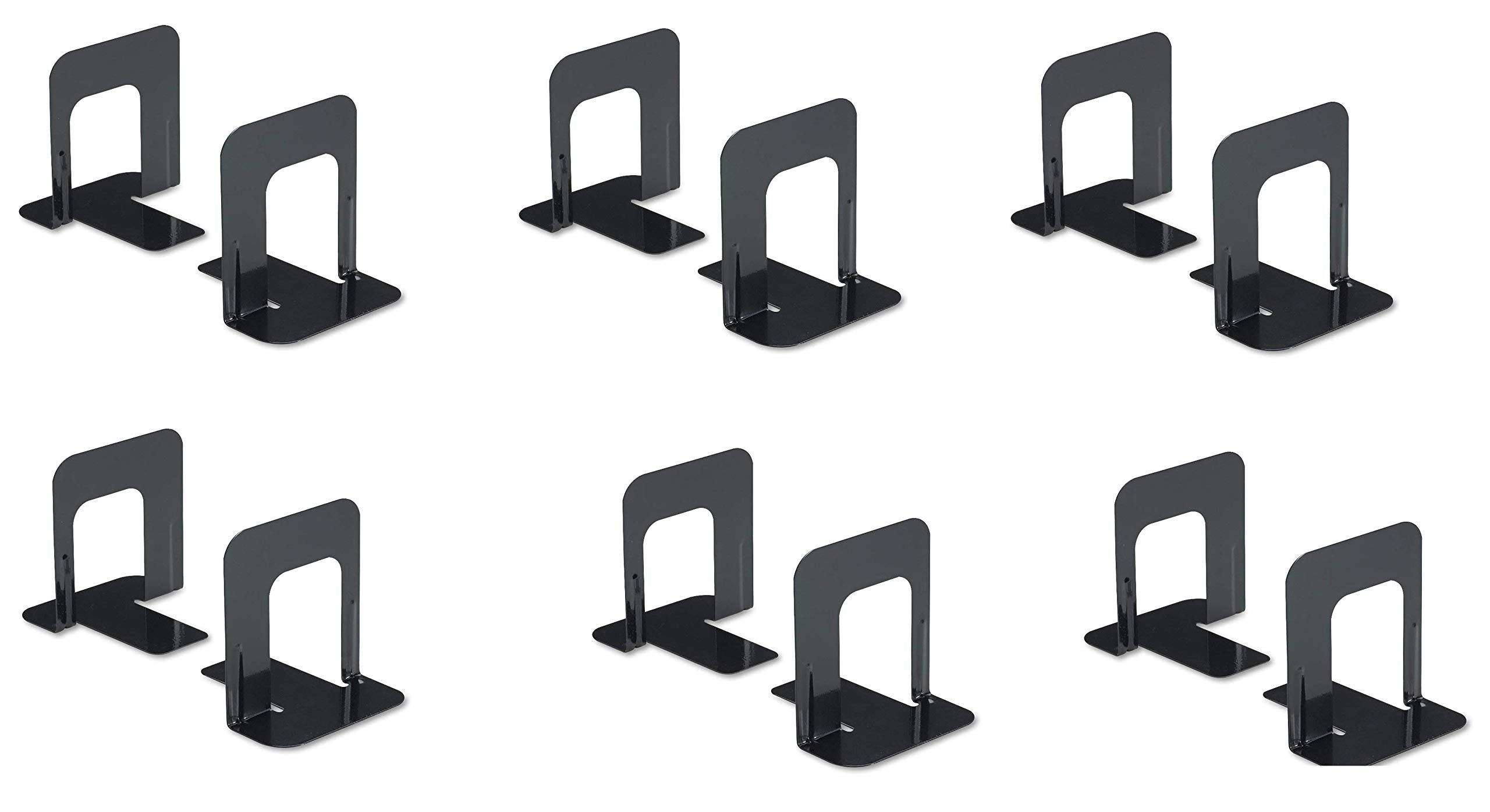 Innovera Nonskid Heavy Gauge Steel Universal Economy Bookends, 4 3/4 X 5 1/4 X 5-Inches, Black, 6 Pair (54055)