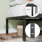 Imusee Heavy Duty Twin Size Platform Bed Frame With 18 Inch Large Under Bed Storage Space, Sturdy Metal Frame/Mattress Foundation/No Box Spring Needed/Easy Assembly/Noise-Free
