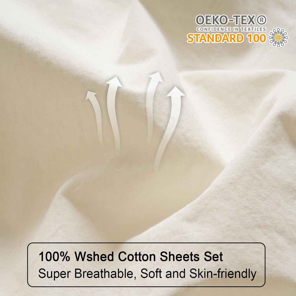 100% Washed Cotton Euro Shams With Ruffle, 2 Pack 26'' X 26'' Cotton Euro Sham Pillow Covers, No Insert, Ultra Soft Decorative F