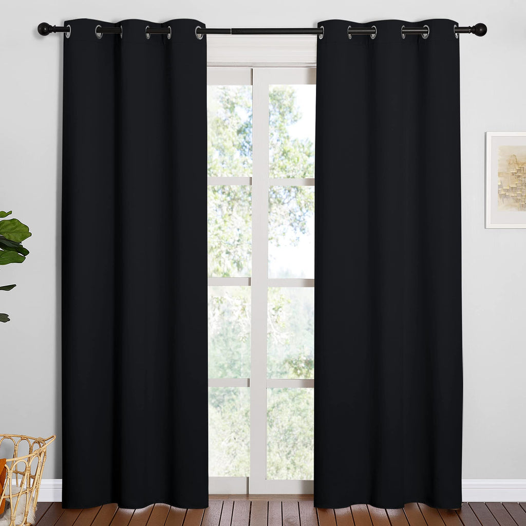 Nicetown Halloween Thermal Insulated Black Blackout Curtains/Drapes 84 Inches Length 2 Panels Set For Living Room, 42 Inches Wid