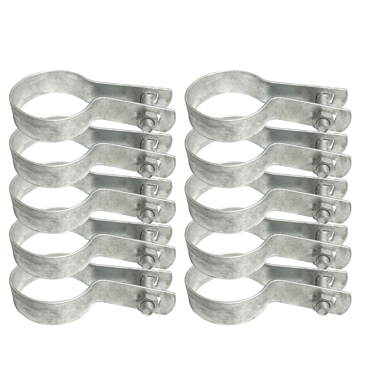 Aiwaiufu 10 Pcs Chain Link Fence Tension Band,Tension Bands With Bolts & Nuts For Chain Link Fence, Gate, Posts,Galvanized Steel