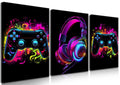 BGFCE Game Room Decor Set of 3, Neon Gaming Video Game Room Wall Art, Gaming Canvas Paintings Posters Prints for Teen Boys Room 