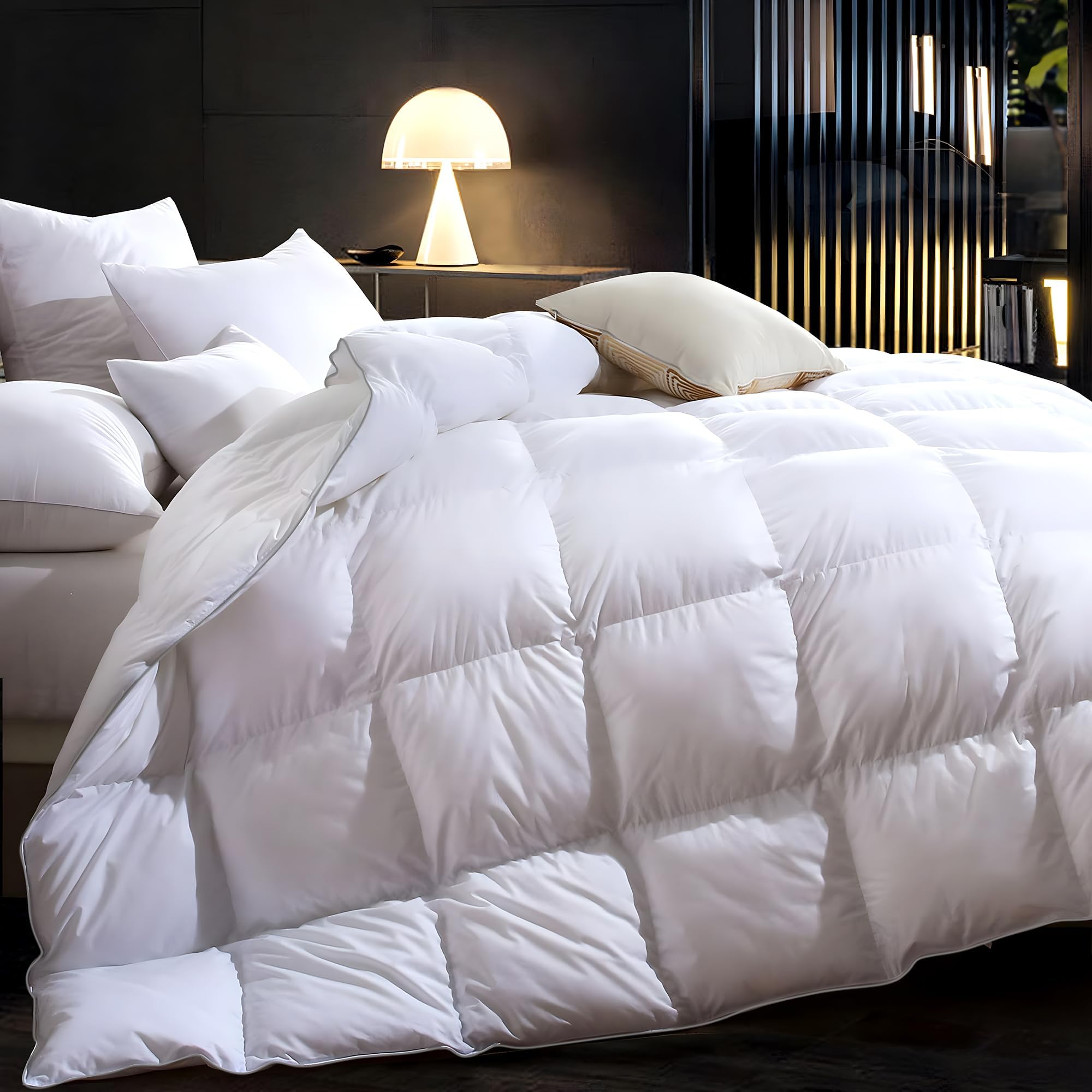 3D Baffle Box Real Down Comforter, 750 Fill-Power Ultra-Soft Down Duvet Insert, All Season Feathers Down California King Comfort
