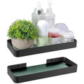 Z metnal Small Glass Bathroom Shelves, Matte Black Floating Shelf, Mini Wall Shelf Organizer, Wall Mounted (Dark Glass, 10 inch/