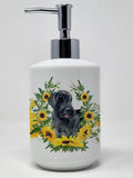 Caroline's Treasures CK2852SOAP Giant Schnauzer in Sunflowers Ceramic Soap Dispenser Hand Soap Dispenser Pump Bottles for Bathro